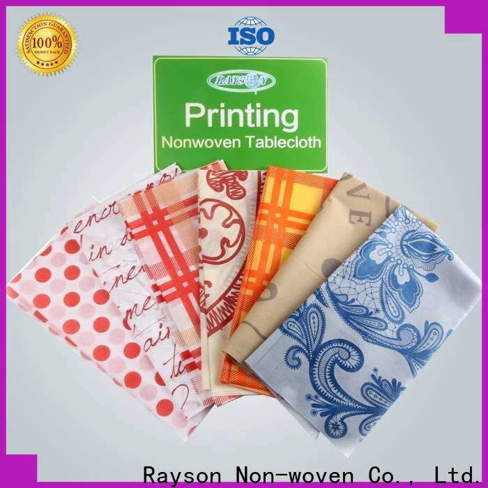 rayson nonwoven,ruixin,enviro biodegradable cheap printed tablecloths with good price for party