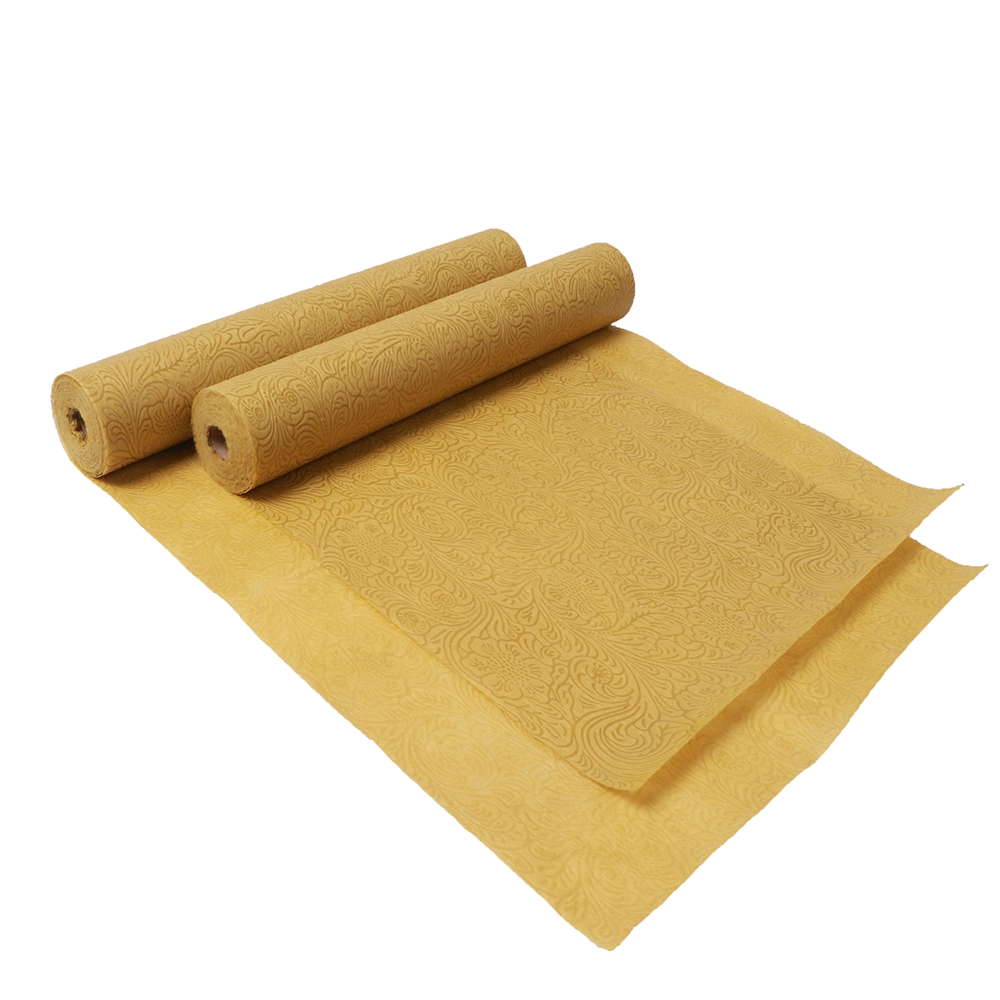 Best China factory sunflower embossed nonwoven tablecloth in gold color Factory Price-rayson nonwoven