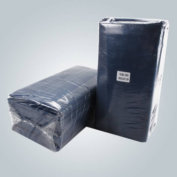 Color azul oscuro laminado no tejido papel sábana de masaje